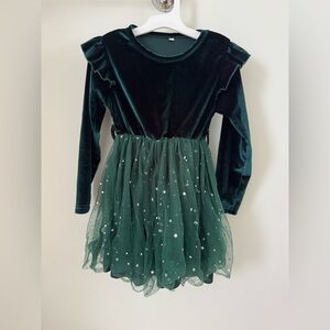 Charming Velvet Kids Dress with Tulle Skirt
